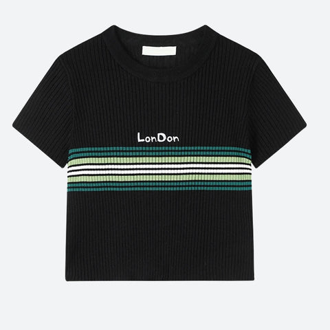 Y2K London Striped Knitted Top