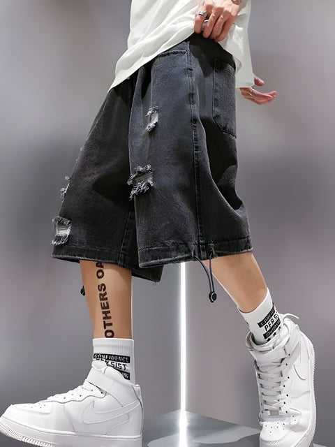 Y2K Loose Distressed Denim Shorts