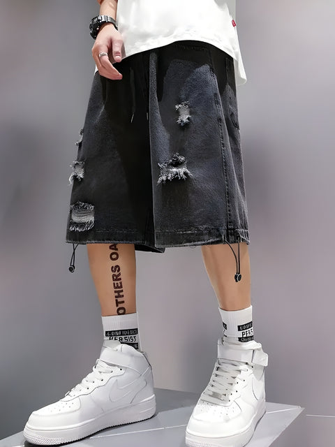Y2K Loose Distressed Denim Shorts
