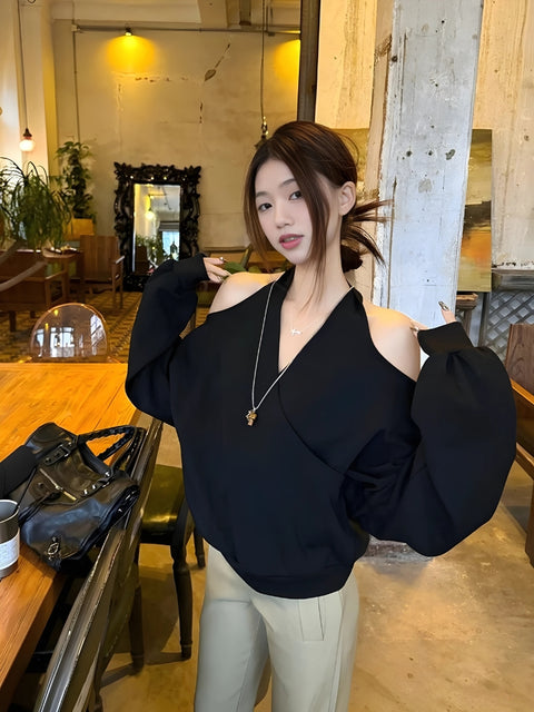 Y2K Loose Halter Sweatshirt