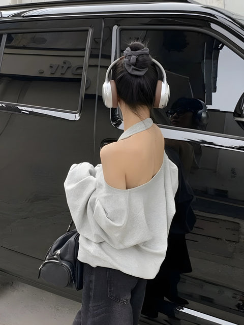 Y2K Loose Halter Sweatshirt