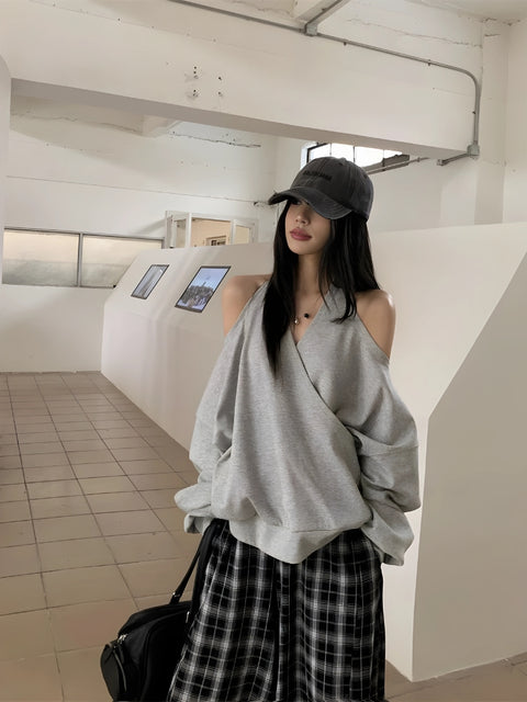 Y2K Loose Halter Sweatshirt