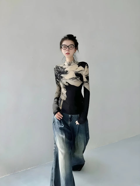 Y2K Marble Long Sleeve Top