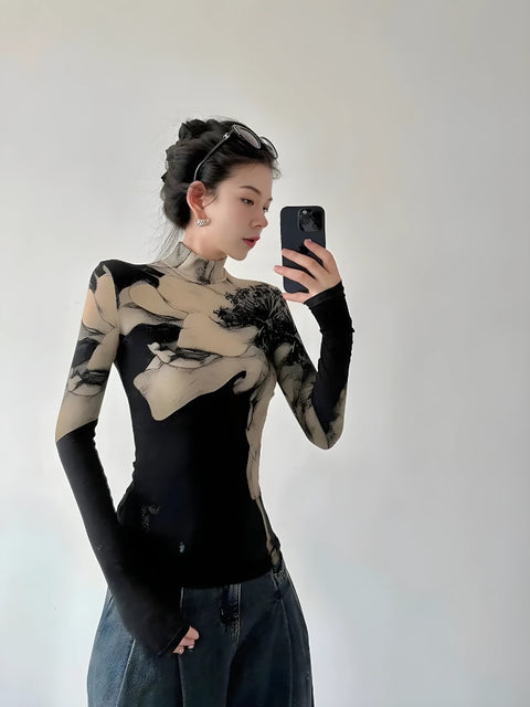 Y2K Marble Long Sleeve Top