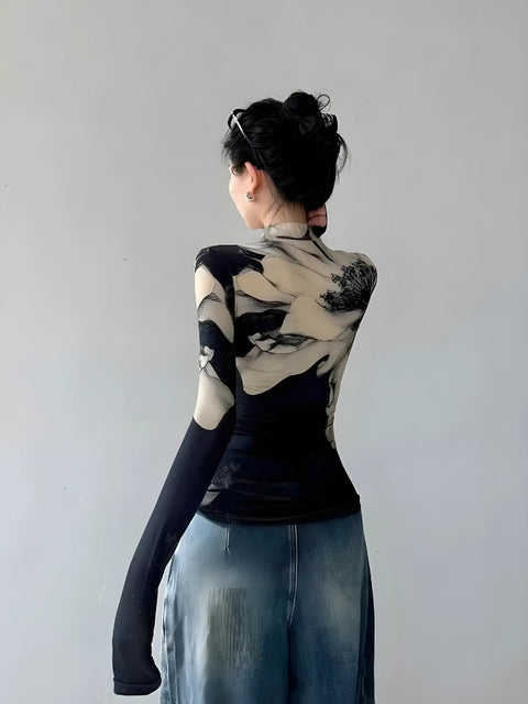 Y2K Marble Long Sleeve Top