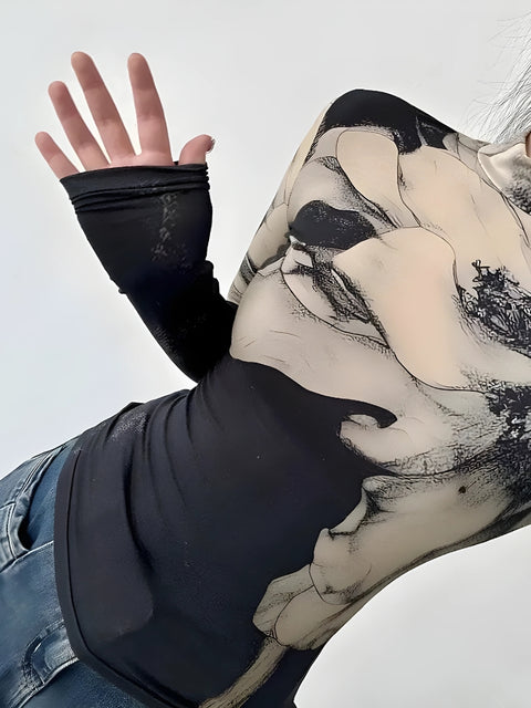 Y2K Marble Long Sleeve Top