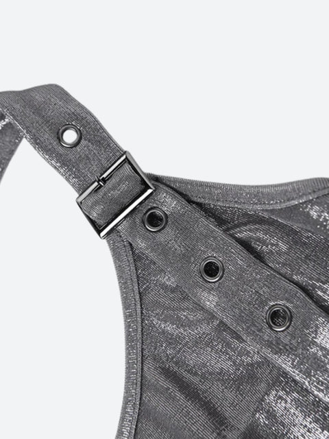 Y2K Metallic Hooded Top