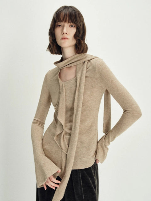 Y2K Neck Tie Knitted Top