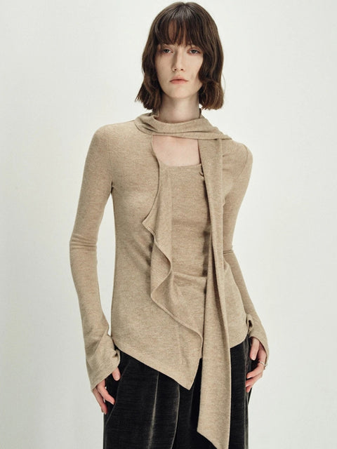 Y2K Neck Tie Knitted Top