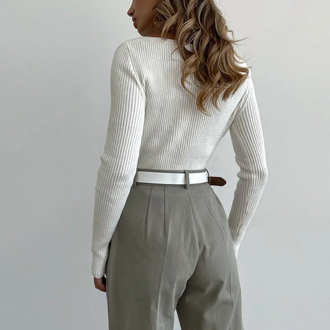Y2K Off Shoulder Ribbed Knitted Top