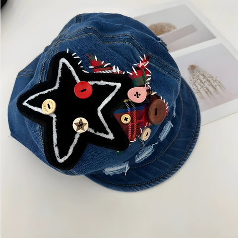 Y2K Patchwork Denim Cap