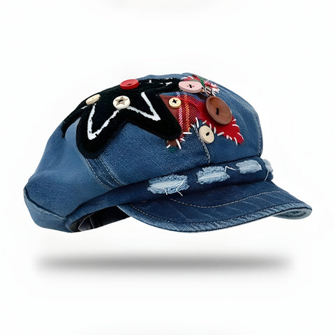 Y2K Patchwork Denim Cap