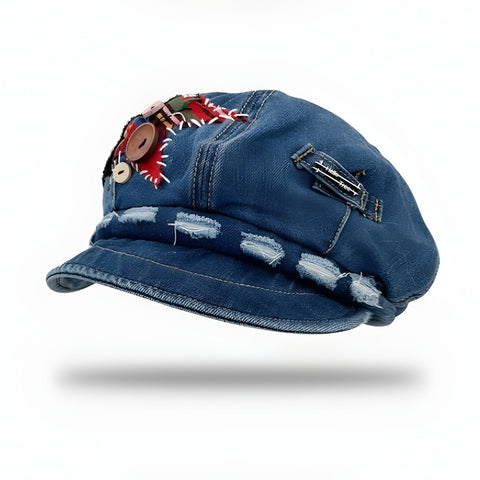 Y2K Patchwork Denim Cap