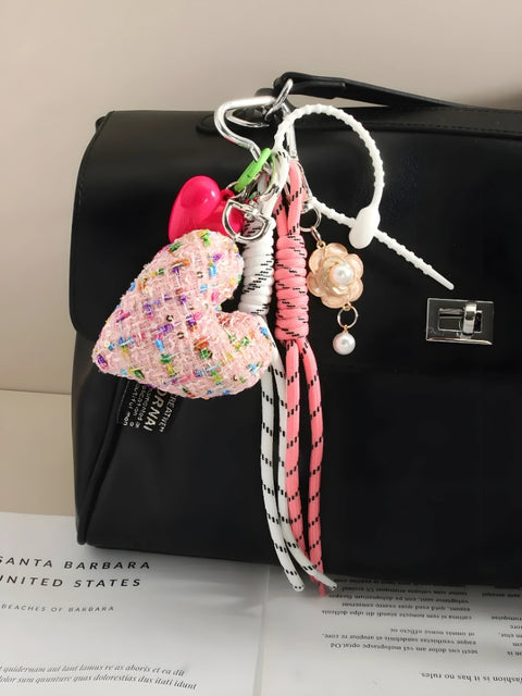Y2K Patchwork Heart Bag Charm