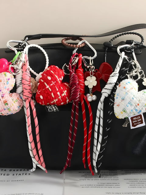 Y2K Patchwork Heart Bag Charm