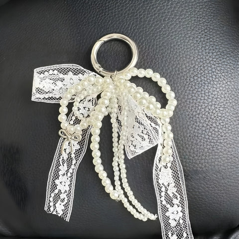 Y2K Pearl Lace Bow Bag Charm