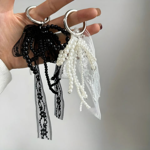 Y2K Pearl Lace Bow Bag Charm
