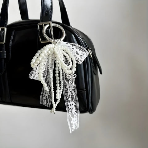 Y2K Pearl Lace Bow Bag Charm