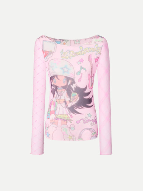 Y2K Pink Mesh Top