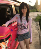 Y2K Pink Mesh Top