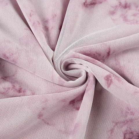 Y2K Pink Rose Mesh Top