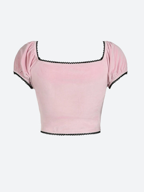 Y2K Pink Velvet Top