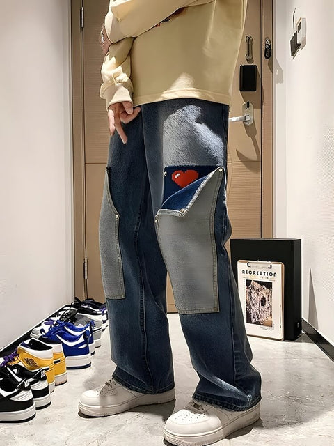 Y2K Pixel Heart Jeans