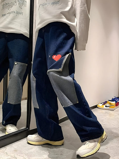 Y2K Pixel Heart Jeans