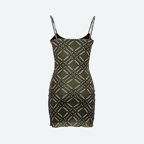 Y2K Plaid Bodycon Mini Dress