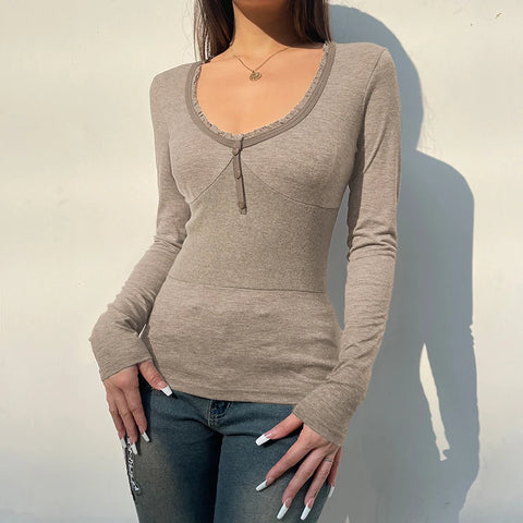 Y2K Plunge Neck Basic Top