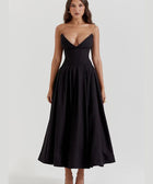 Y2K Plunge Neck Midi Dress