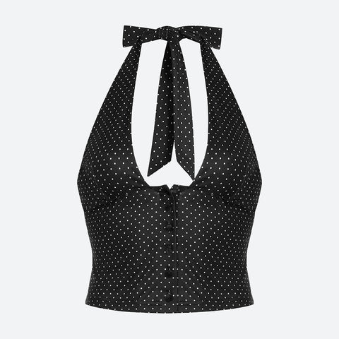 Y2K Polka Dot Halter Neck Top