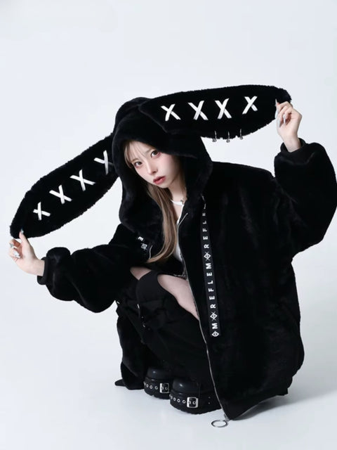 Y2K Rabbit Ear Plush Jacket