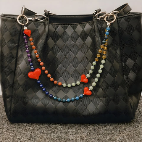 Y2K Rainbow Bead Heart Bag Charm
