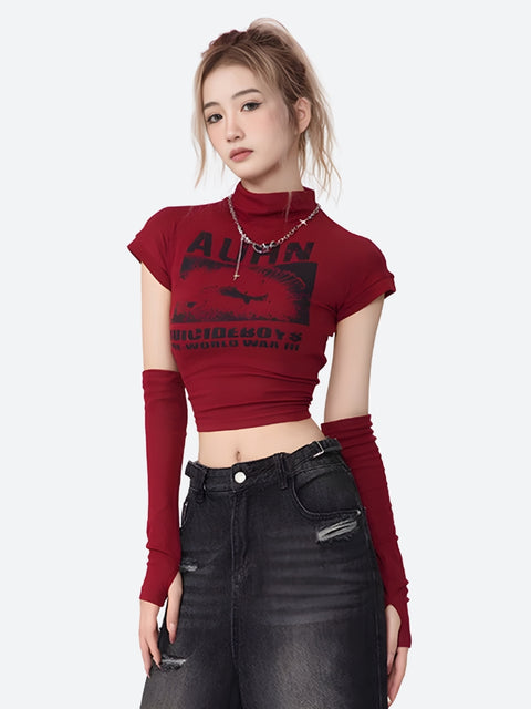 Y2K Red Crop Top