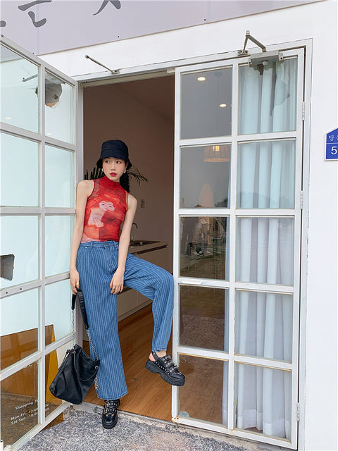 Y2K Red Mesh Top