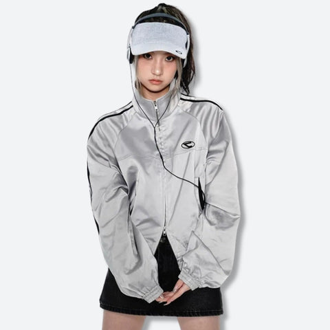 Y2K Reflective Double Zip-Up Jacket