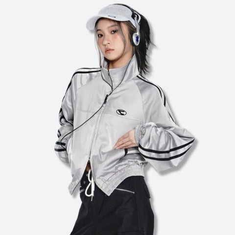 Y2K Reflective Double Zip-Up Jacket