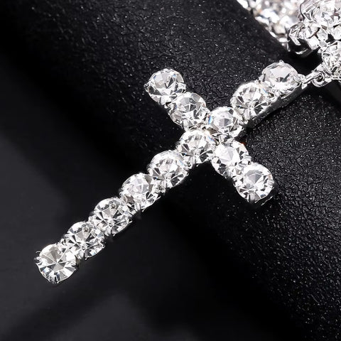 Y2K Rhinestone Cross Choker Necklace