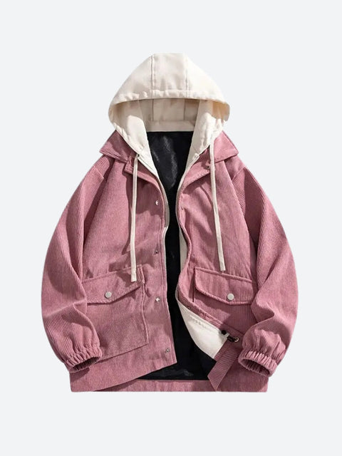 Y2K Ribbed Layered Hooded Jacket