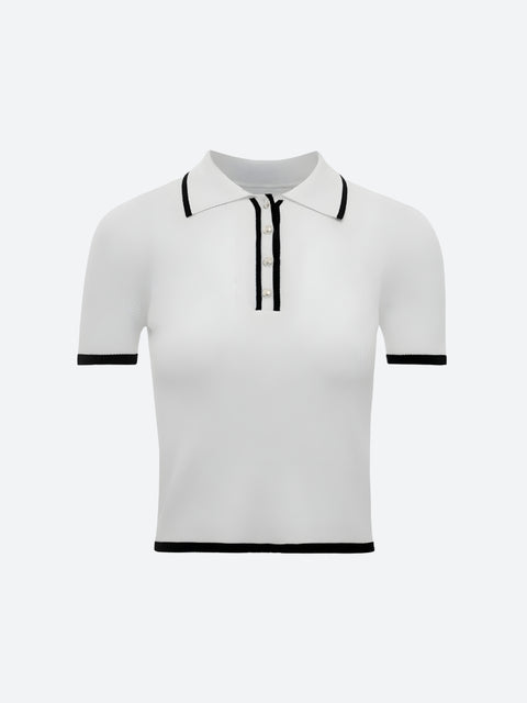 Y2K Ribbed Polo Knit Top