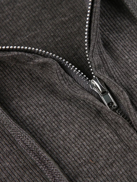 Y2K Ribbed Zip-Up Hoodie