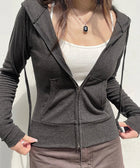 Y2K Ribbed Zip-Up Hoodie