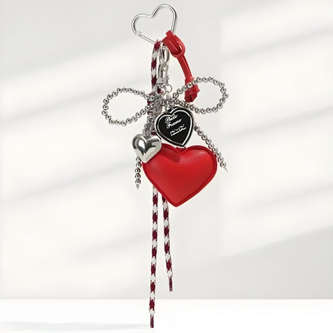 Y2K Ribbon Heart Bag Charm
