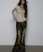 Y2K Ripped Flare Jeans
