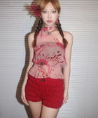 Y2K Rose Halter Top