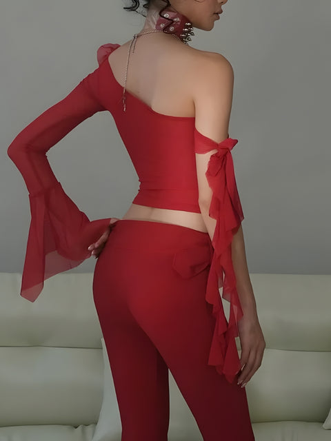 Y2K Rose One Shoulder Top