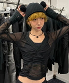 Y2K Ruched Sheer Top