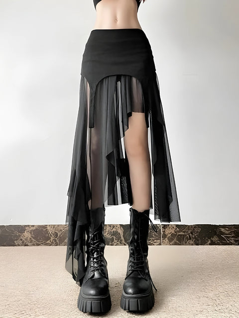 Y2K Ruffle Overlay Skirt