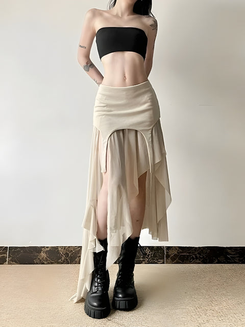 Y2K Ruffle Overlay Skirt